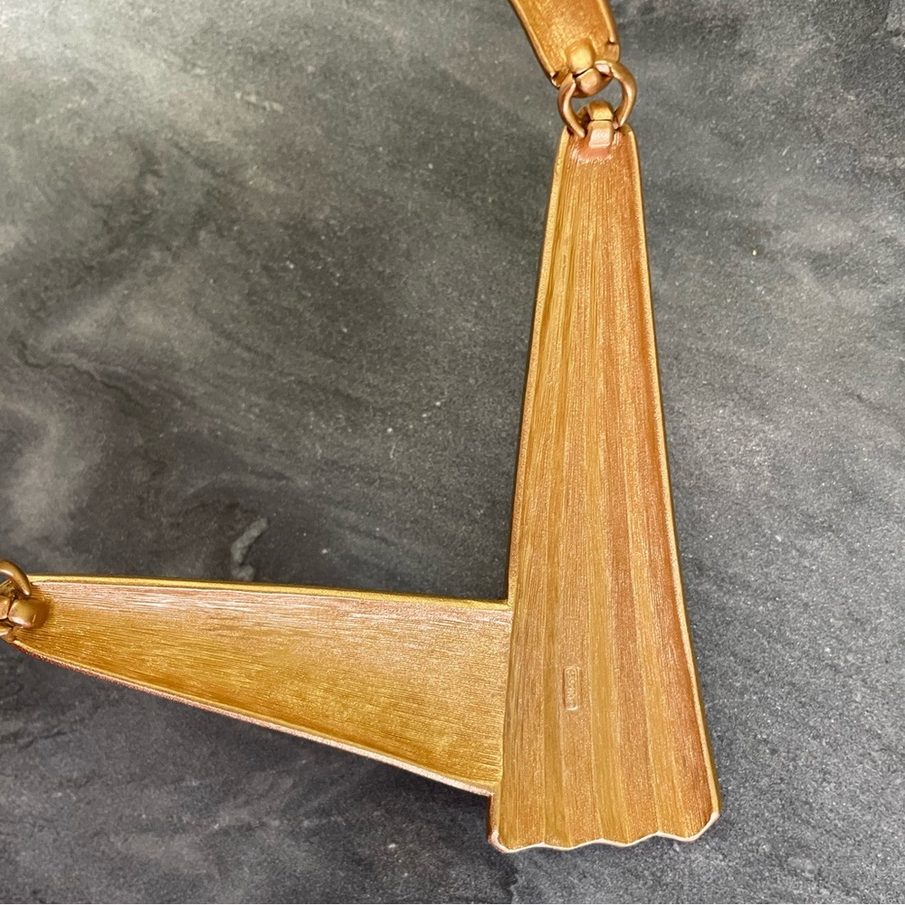 Vintage Monet Runway Brushed Matte Gold Statement Necklace - Picture 9 of 14